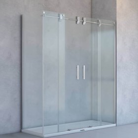 Resim Dikdörtgen Duş Kabini | Paslanmaz Sürgü - 80x160cm / Krom / Sürgülü 