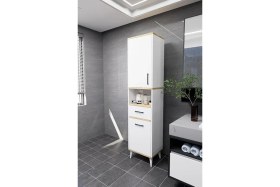 Resim Lula Çok Amaçlı Dolap Banyo Dolabı Kirli Çamaşır Sepeti Dolabı Beyaz 