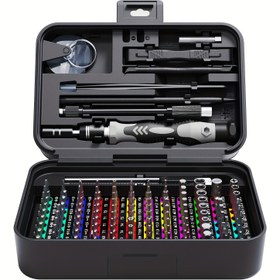 Resim 115 in 1/132 in 1 Hassas Tornavida Seti - Manyetik Sürücü Başlıkları, Torx ve Hex Anahtarları, Krom Vanadyum Çeliği, Anti-Korozif Yüzey Tedavisi, Kaymaz Tutma, Bilgisayar ve Mobil Telefon Tamirleri, Mekanik Araç Kiti için | Hex ve Torx Başlıkları Seti | Krom Vanadyum Çeliği 