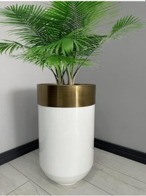 Resim Dekoratif Eskitme Darbuka Parlak Beyaz Saksı 70cm 