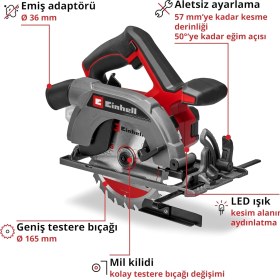 Resim Einhell Akülü Daire Testere Te-Cs 18/165-2 Li - Solo Power X-Change (18 V, Ø 165 mm Testere Bıçağı, 