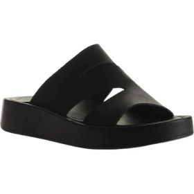 Resim Bueno Shoes Siyah Deri Kadın Dolgu Topuklu Terlik 