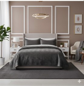 Resim Vicenza Çift Kişilik Tay Tüyü Yatak Örtüsü Antrasit Gri 