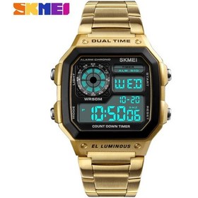 Resim Siyah Skmeı Erkek Spor Saat Paslanmaz Çelik Su Geçirmez Led Geri Sayım Çalar Saat Dijital Kol Saati Rose Gold 