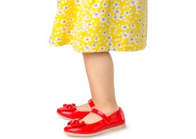 Resim Kiko Kids Withbow Rugan Cırtlı Fiyonklu Kız Çocuk Babet Ayakkabı 