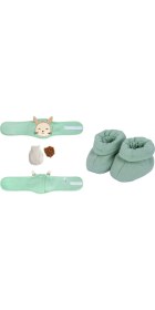Resim Sevi Bebe Kiraz Çekirdekli Patik+ Kiraz Çekirdekli Bebek Bel Bandı Set- Yeşil 