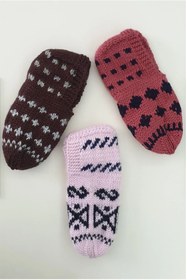 Resim MESKSTORE 3'lü El Örgüsü Yünlü Patik 