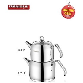 Resim Kahramanlar Delux Orta Boy Platin Çaydanlık Takımı Çelik 