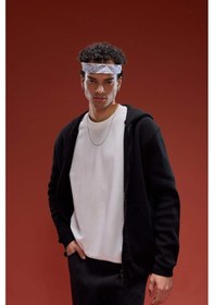 Resim Defacto Relax Fit Kapüşonlu Fermuarlı Triko Hırka F3831ax25aubk81 Siyah 