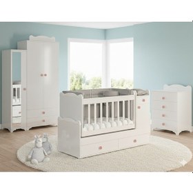 Resim Patiko Sahra 950 3 Kapılı Bebek Odası Takımı Pembe 