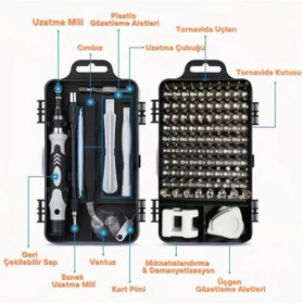 Resim DepoMega 115 Parça Bilgisayar Gözlük Saat Telefon Tamir Tornavida Seti Kutulu 
