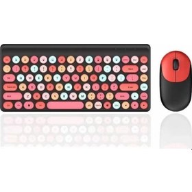 Resim Qw02 2.4g Kablosuz Klavye Ve Fare Seti - 86 Tuş Retro Tasarım, Ergonomik, Çoklu Cihaz Uyumlu, Hızlı Kurulum, Siyah Diğer Diğer 