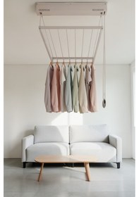 Resim Çamaşır Kurutmalık Asansörlü Çamaşır Askısı 66 x 200 CM Beyaz 