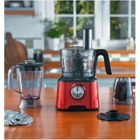 Resim 10'lu Çok Fonksiyonlu Kırmızı Mutfak Robotu ve Blender Seti, 2000W 
