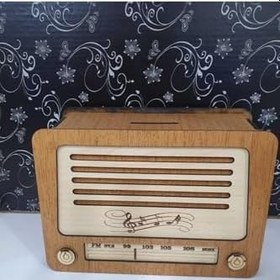 Resim Ahşap Radyo Görünümlü Kumbara 