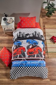 Resim Çarşafı Lastikli Doğal Sağlıklı Pamuk Şehir Arabalı Çocuk Nevresim Takımı, 