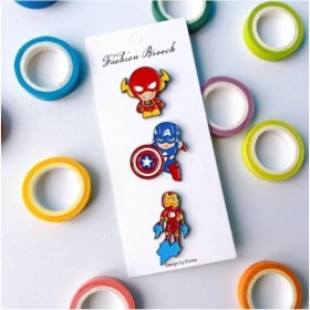 Resim Avengers Iron Man Iğneli Renkli Metal 3 Adet Rozet Broş 