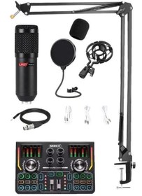 Resim BM800 Titanium V2 Set Efektli Ses Kartı Mikrofon Stand Kayıt Canlı Yayın (PC ve Telefon) 