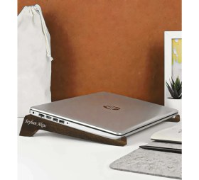 Resim BK Kişiye Özel Taşınabilir Ahşap Ceviz Notebook Laptop Standı 