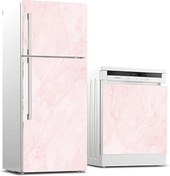 Resim Roses Store Buzdolabı Ve Bulaşık Makinası Beyaz Eşya Sticker Kaplama Pembe Mermer 