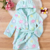 Resim Kızlar için Peluş Kapüşonlu Bornoz - Yumuşak Kısa Kollu & Uzun Kollu Giysi, Smock Elbise Kemeri ile, Tüm Mevsimler için Rahat Giysi, Kolay Bakım Kapüşonlu Kıyafet (El Yıkama/Kuru Temizleme) 