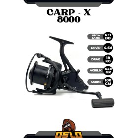 Resim Oslo Carp-X 8000 Baitrunner 420cm 100-200gr Camarro Surf Profesyonel Kıyı Olta Takımı Seti 