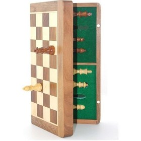 Resim Mıknatıs Taşlı Ahşap Katlanabilir Kutulu Satranç Oyunu 35 Cm 
