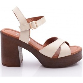 Resim Dgn 2029 Kadin Topuklu Sandalet Bej 