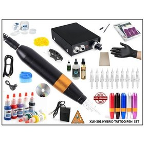 Resim Xl-301 Hybrıd Siyah Renk Tattoo Pen Dövme Makinası Seti - Swıss M 