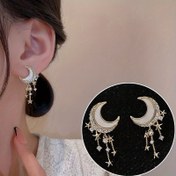 Resim 1 çift yıldız ay küpeleri, meteor yaratıcı küpeler, Ramazan hediye aksesuarları, ziyafet aksesuarları 