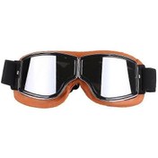 Resim Retro Tarzı Harley Motosiklet Gözlüğü, Açık Hava Rüzgar Geçirmez Arazi Sürüş Gözlüğü Sarı Gümüş 