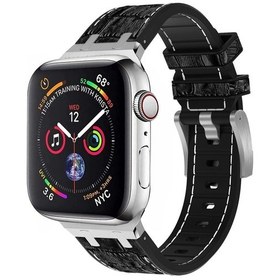 Resim Saat Serisi 4 40mm Timsah Dokusu Sıvı Silikon Saat Bantı Gümüş Beyaz Siyah 