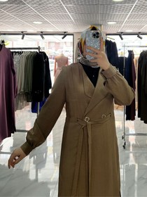 Resim Keten kumaş Bağcıklı Kap - Kahverengi / 46 