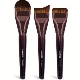 Resim MAANGE 3'lü fondöten fırçası seti, ince makyaj fırçası, sıvı fondöten ve BB krem fırçası, kabuki makyaj fırçası, seyahat makyaj fırçası 