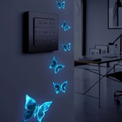 Resim 12 Adet Işıltılı Kelebek Duvar Çıkartmaları, Modern Tarz 3D Karanlıkta Parlayan Stickerlar, Yeniden Kullanılabilir Yüksek Parlaklıkta Plastik Hayvan Temalı Düzensiz Şekiller Oturma Odası Yatak Odası Ev Dekoru, Kelebek Süslemeleri 