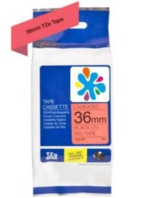 Resim Brother TZe-461 Kırmızı üzerine Siyah Laminasyonlu Muadil Etiket 36mm x 8mm 