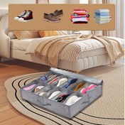 Resim 1 Adet Büyük Kapasiteli Katlanabilir Ayakkabı Düzenleyici - Şeffaf Dokusuz, 12 Bölmeli, Kadın Ayakkabıları İçin Mükemmel, Çok Yönlü Yatak Altı Depolama Çözümü 