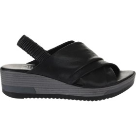 Resim Bueno Shoes Siyah Deri Kadın Dolgu Topuklu Sandalet 01WU5700 01WU5700 