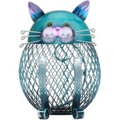 Resim Kangvka Mavi Demir Kedi Şekilli Miktar Görünür Tasarım Para Kazanma Kutusu - Ev Dekorasyonu, El Yapımı Sanat Eseri, Ofis/ Oturma Odası Süs Eşyası 