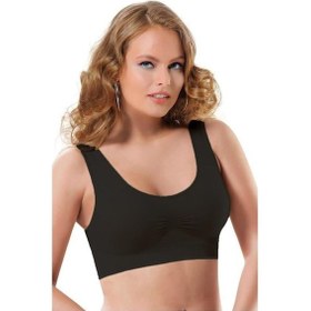 Resim -2411 Dikişsiz Kaplı Toparlayıcı Büstiyer Sporcu Sütyen Siyah 