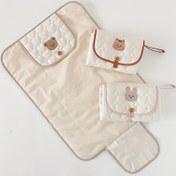 Resim Taşınabilir & Yıkanabilir Bebek Bezi Değiştirme Pedi - İki Taraflı, Katlanabilir Şekerleme Matı, Yolda Kullanım Kolaylığı için Boyun Askılı, Zencefil Sarısı 