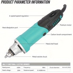 Resim 220V, 6mm 6 Hız Ayarlı Elektrikli Taşlama Makinesi, 1 Adet/46 Parça/60 Parça Aksesuar Döner Takım Seti, Küçük El Tipi Taşlama Cihazı, Çok Amaçlı Zımpara Makinesi, Yer Aralıkları Temizleme, Yeşim Taşı, Ahşap Oyma ve Gravür İçin Uygun Mini Taşlama Aleti 