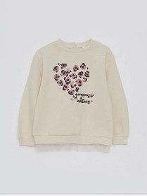 Resim LC Waikiki Bisiklet Yaka Uzun Kollu Baskılı Kız Bebek Sweatshirt (S2) 