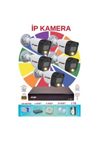Resim Fury 5 Li Ip Güvenlik Kamera Seti Sesli 4mp Gece Renkli Su Geçirmez 5515s 1tb 