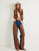 Resim Kot Pantolon Düz Paça Süet Görünümlü Normal Bel Düğmeli - Straight Fit Jeans 
