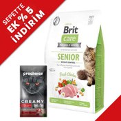 Resim Brit Care Senior Tavuk Tahılsız Yaşlı Kedi Maması 2 Kg + Creamy 4x15 Gr Ödül 