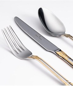 Resim Maxx Doria Rome G Decorated 6 Kişilik 42 Parça Çatal Kaşık Bıçak Takımı Pa1069 Gold 