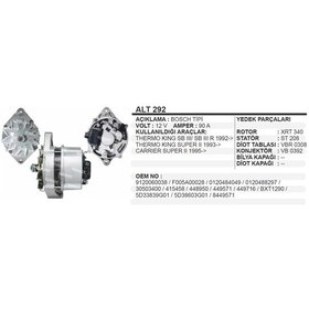 Resim Alternator 12V 90A Thermoking Carrier 504627880 
