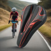 Resim Velosiped Oturma Kılıfı - Rahat Sünger veya Silikon Bisiklet Aksesuarı, Kırmızı ve Beyaz Vurgularla Siyah, Erkekler & Kadınlar için Ergonomik Tasarım, Dış Mekan Sürüşü İçin Mükemmel, Güvenli Uyum Tasarımı 