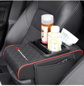 Resim Dashanshop Siyah Kırmızı Premium Deri Kolçak Yastığı Saklız Gözlük Telefon Organizörlü Rahat Sürüş 